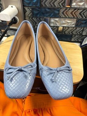 Nordstrom Quilted Bow Ballet Flats in Light Blue